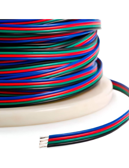 Câble Électrique Plat Gaine 4x0.5mm² pour les Rubans LED RGB