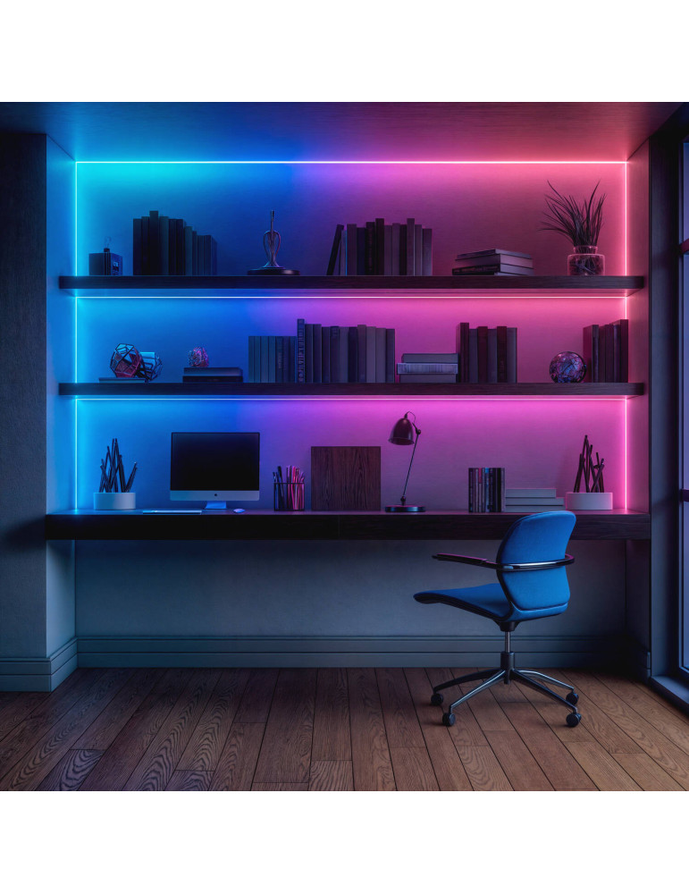 Ruban LED RGBIC Digital SPI 24V DC COB 360 LED/m 5m IP20 Largeur 10mm Coupe 5 cm