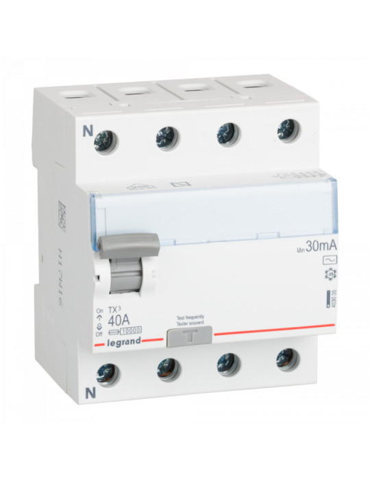 Interruptor Diferencial TX3 Terciario Tipo AC 4P 30mA 40A LEGRAND 403004