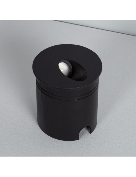 Balise Extérieure Murale LED Encastrable 3W Ronde Boiler Noire