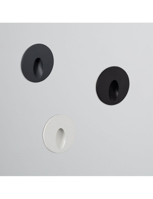 Balise Extérieure Murale LED Encastrable 3W Ronde Boiler Noire