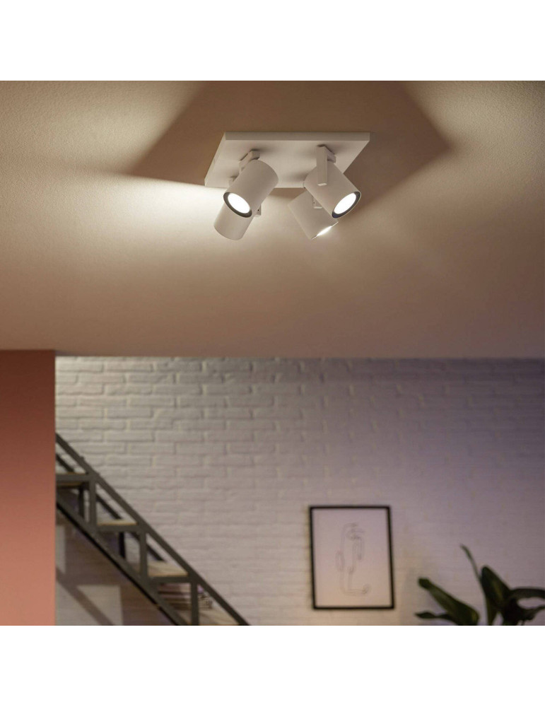 Plafonnier LED RGBW White Color Argenta 4 Spots 4x6W PHILIPS Hue