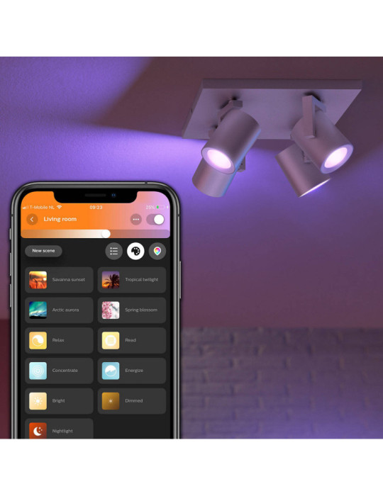 Plafonnier LED RGBW White Color Argenta 4 Spots 4x6W PHILIPS Hue