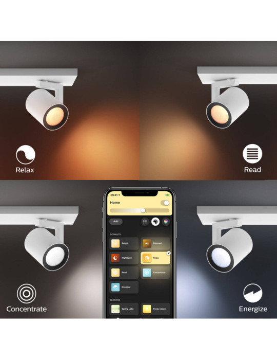 Plafonnier LED RGBW White Color Argenta 4 Spots 4x6W PHILIPS Hue