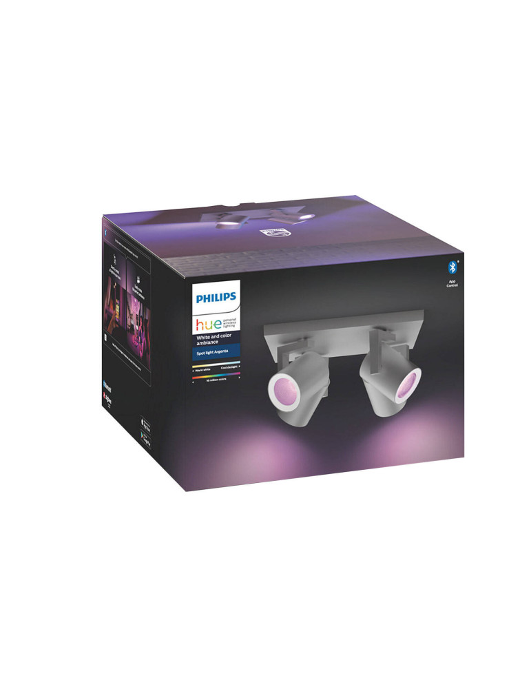 Plafonnier LED RGBW White Color Argenta 4 Spots 4x6W PHILIPS Hue