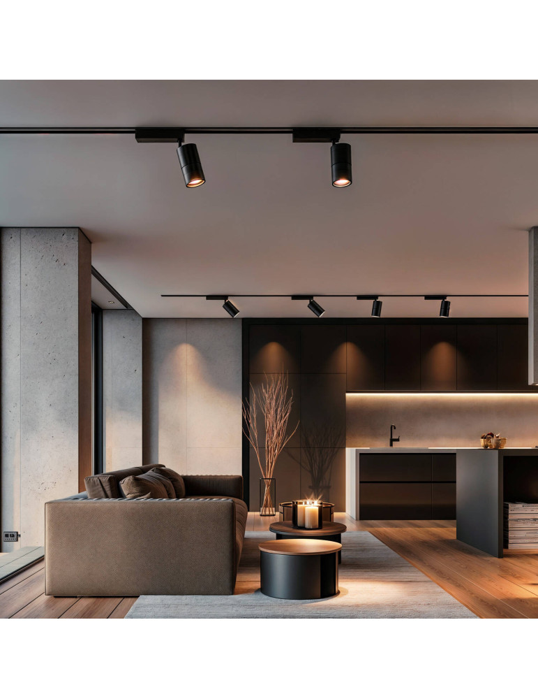 Spot LED sur Rail Monophasé 30W Mallet Dimmable Noir