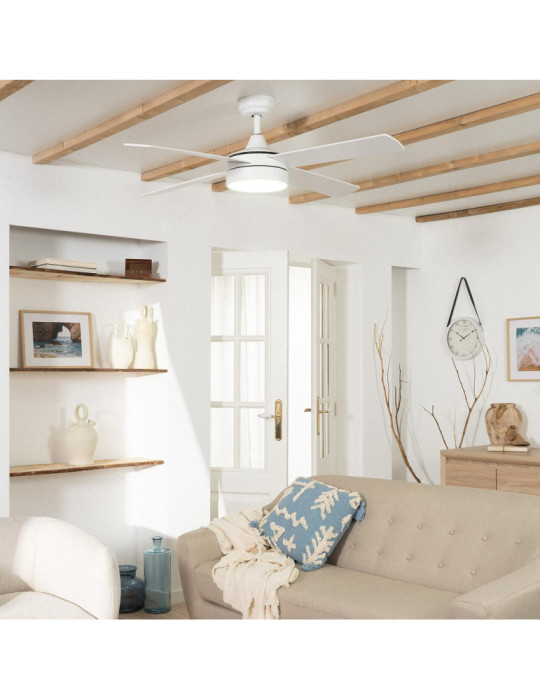 Ventilateur de Plafond Silencieux Timor Blanc 132cm Moteur DC