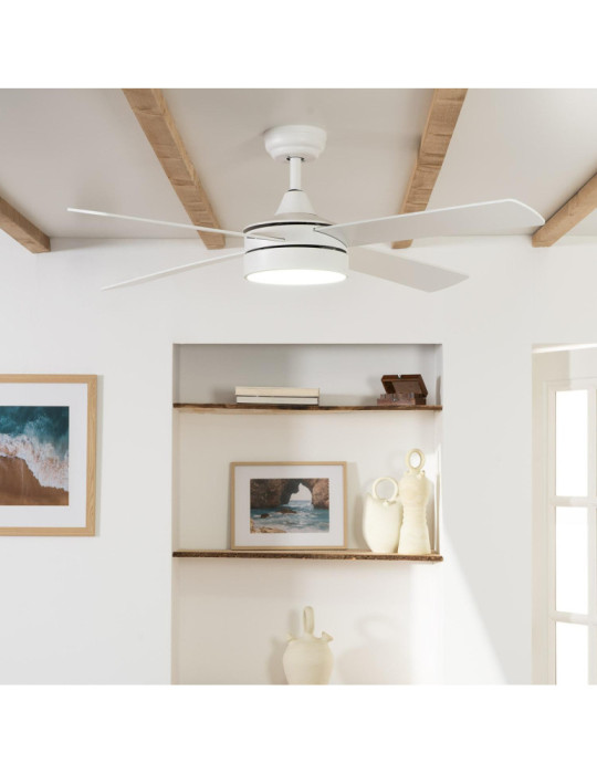 Ventilateur de Plafond Silencieux Timor Blanc 132cm Moteur DC