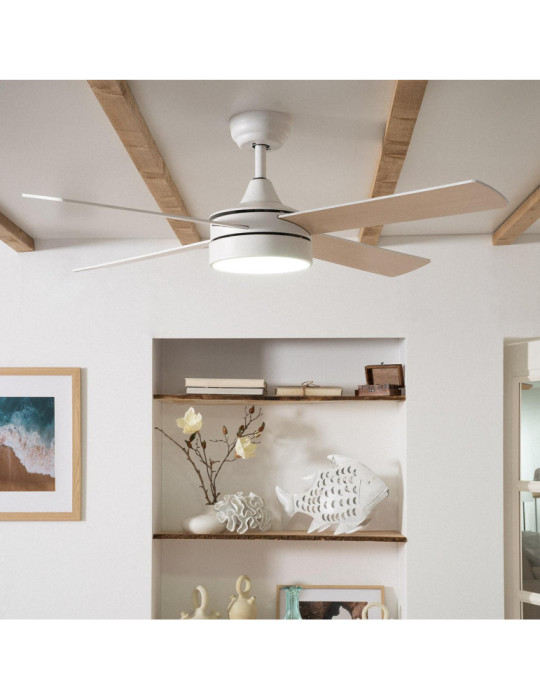 Ventilateur de Plafond Silencieux Timor Blanc 132cm Moteur DC