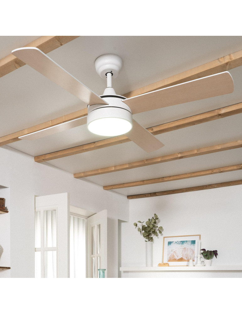 Ventilateur de Plafond Silencieux Timor Blanc 132cm Moteur DC