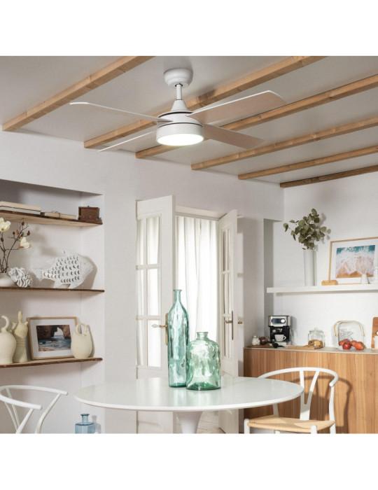 Ventilateur de Plafond Silencieux Timor Blanc 132cm Moteur DC