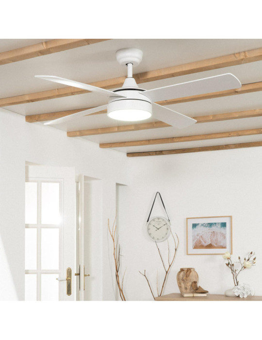 Ventilateur de Plafond Silencieux Timor Blanc 132cm Moteur DC WiFi