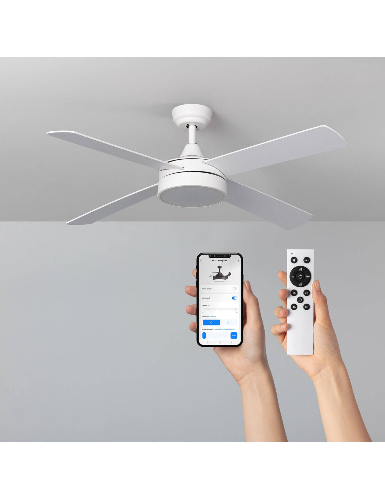 Ventilateur de Plafond Silencieux Timor Blanc 132cm Moteur DC WiFi