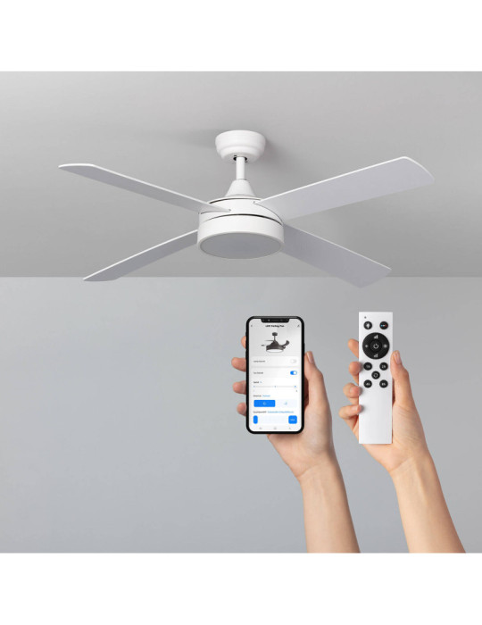 Ventilateur de Plafond Silencieux Timor Blanc 132cm Moteur DC WiFi
