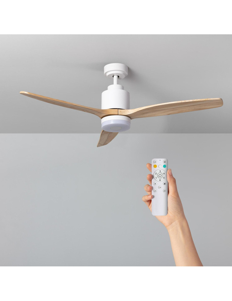 Ventilateur de Plafond Silencieux Mersin Bois & Blanc 132 cm Moteur DC Ventilateur de Plafond Silencieux Mersin Bois & Blanc 132 cm Moteur DC