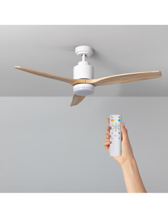 Ventilateur de Plafond Silencieux Mersin Bois & Blanc 132 cm Moteur DC Ventilateur de Plafond Silencieux Mersin Bois & Blanc 132 cm Moteur DC