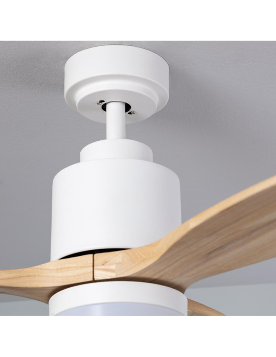 Ventilateur de Plafond Silencieux Mersin Bois & Blanc 132 cm Moteur DC