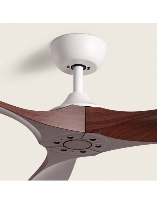 Ventilateur de Plafond Silencieux Extérieur Spetses Blanc & Bois 132cm Moteur DC