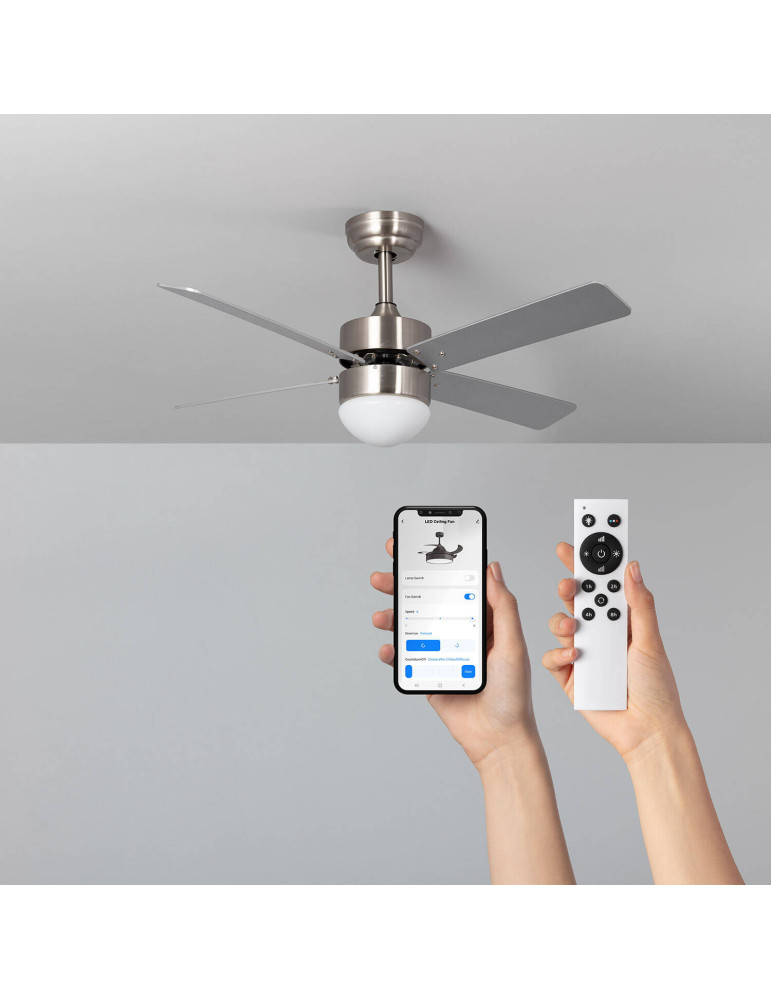 Ventilateur de Plafond Silencieux Cygnus Niquel 107cm Moteur DC WiFi