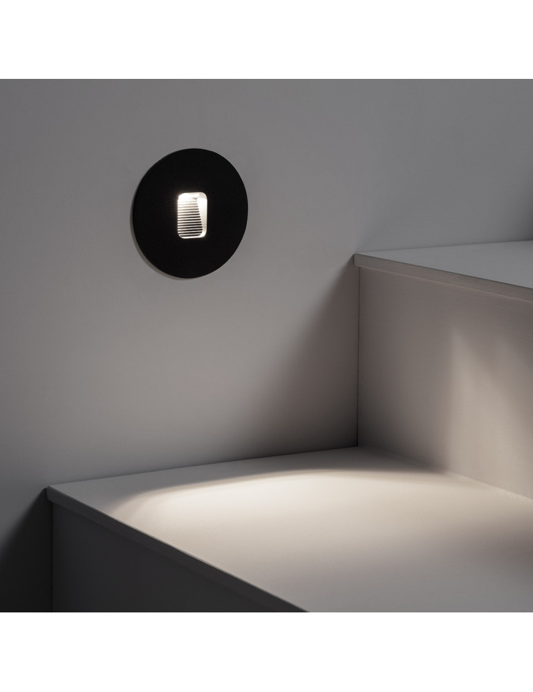 Baliza LED 2W Circular de Aluminio Negro IP65 Grasset