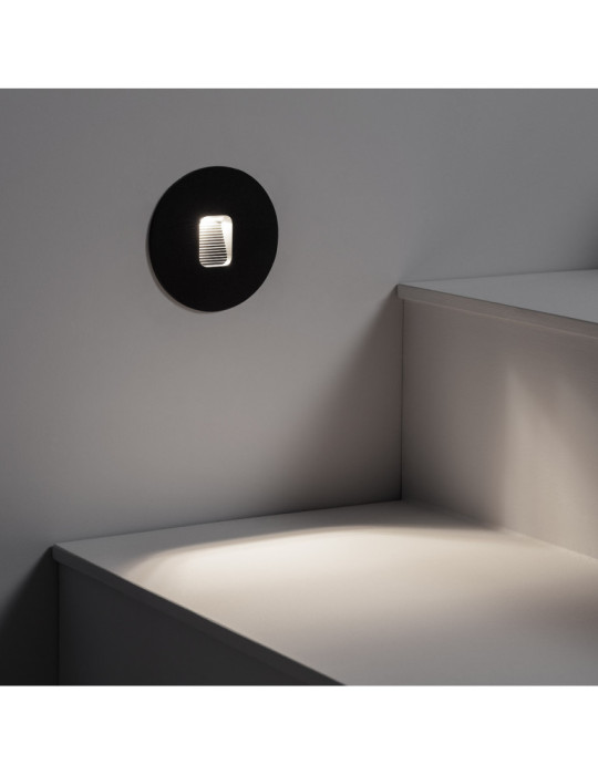 Baliza LED 2W Circular de Aluminio Negro IP65 Grasset