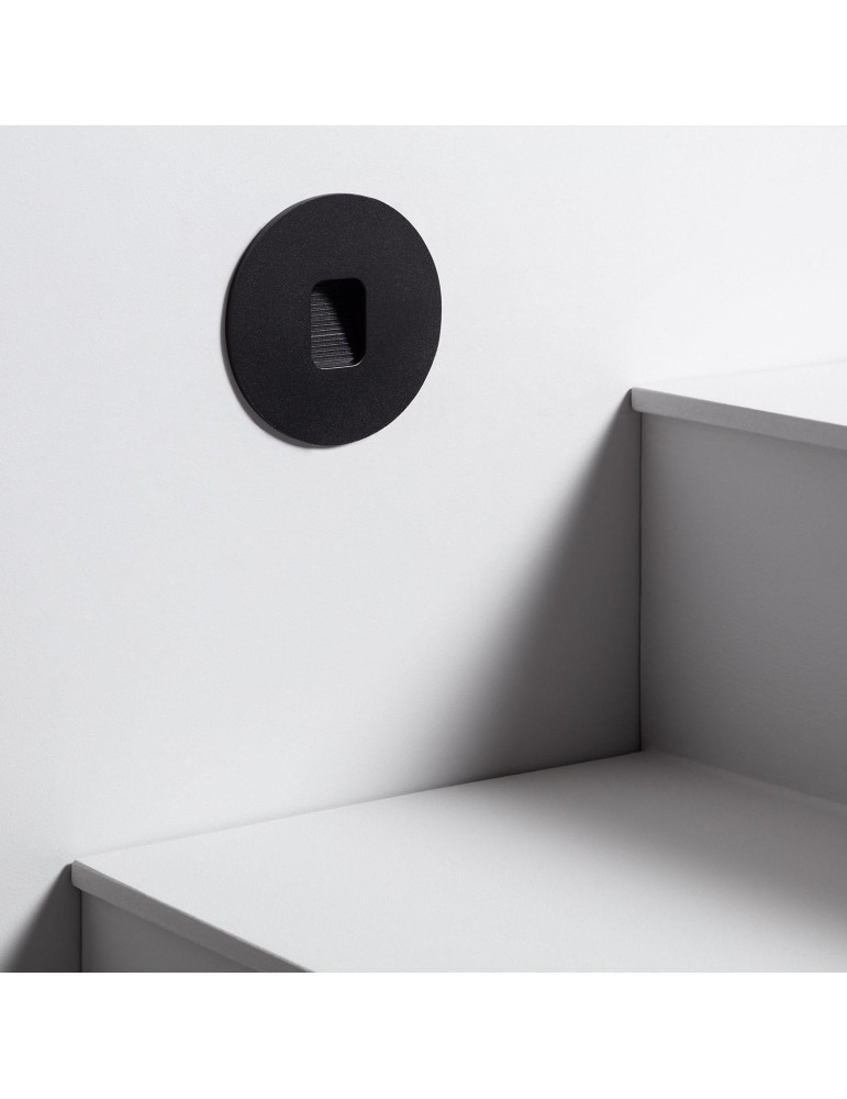 Balise LED Extérieure 2W Encastrable au Mur Ronde Grasset Noire