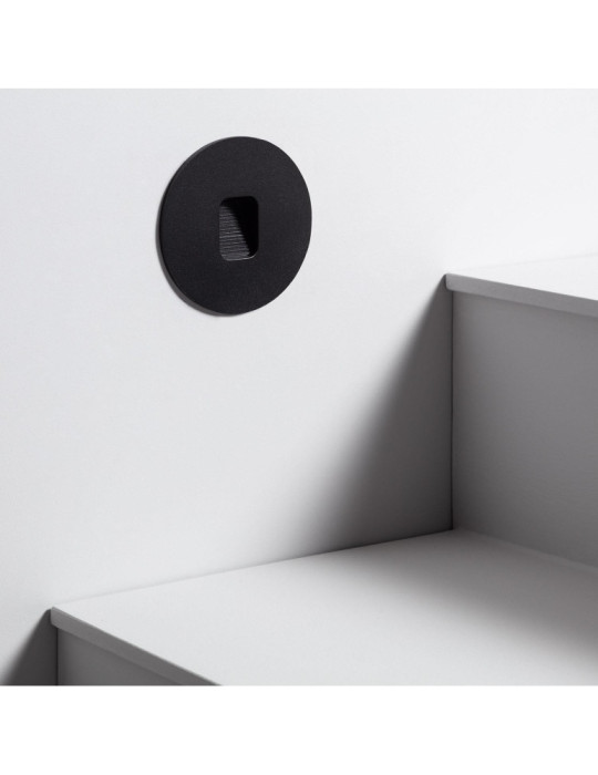 Balise LED Extérieure 2W Encastrable au Mur Ronde Grasset Noire