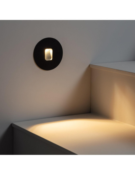 Balise LED Extérieure 2W Encastrable au Mur Ronde Grasset Noire