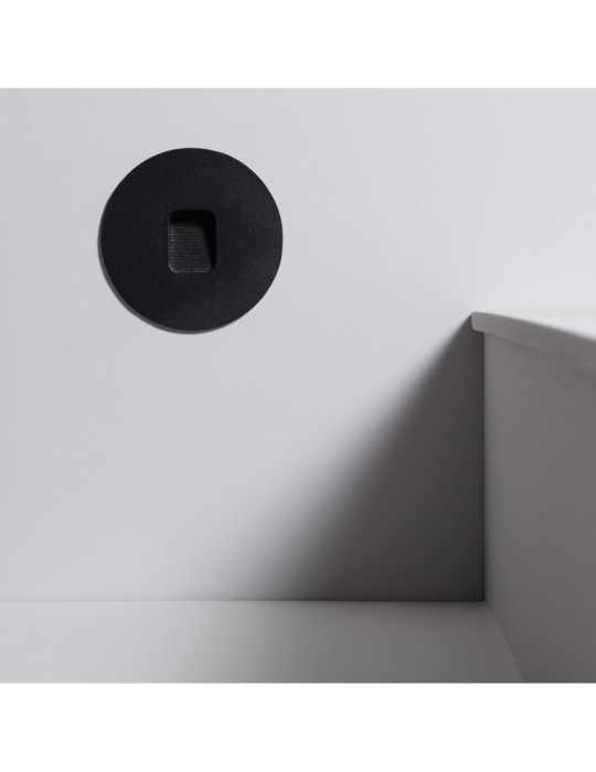 Balise LED Extérieure 2W Encastrable au Mur Ronde Grasset Noire