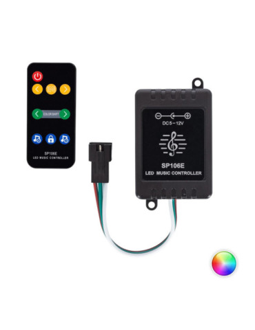 Contrôleur Variateur musical RGBIC Digital SPI 12V DC ruban LED avec télécommande IR