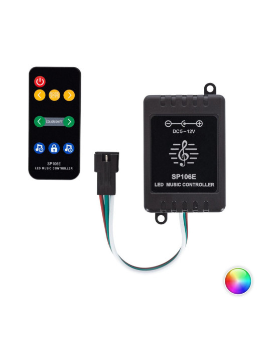 Contrôleur Variateur musical RGBIC Digital SPI 12V DC ruban LED avec télécommande IR