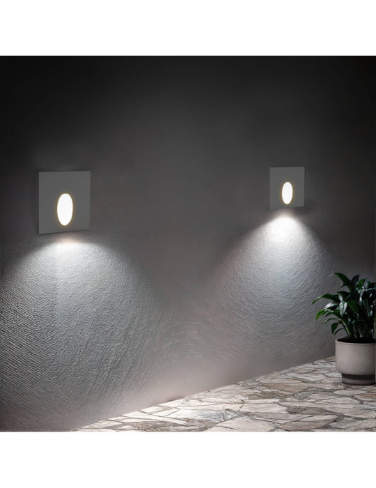 Balise Extérieure Murale LED Encastrable 3W Carrée Ellis Blanche