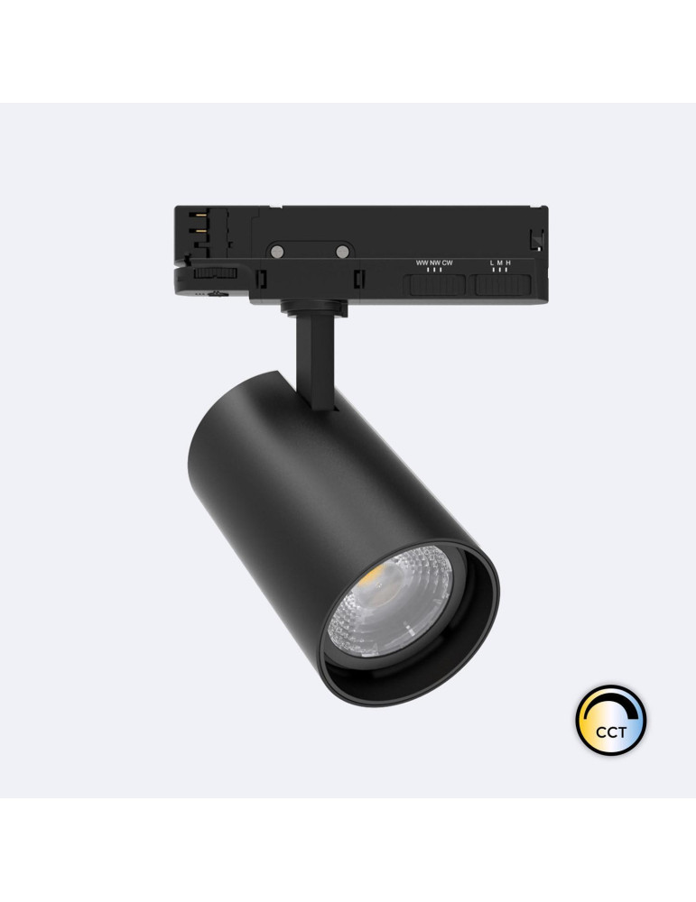 Spot LED sur Rail Triphasé 40W Dimmable Fasano CCT Noir