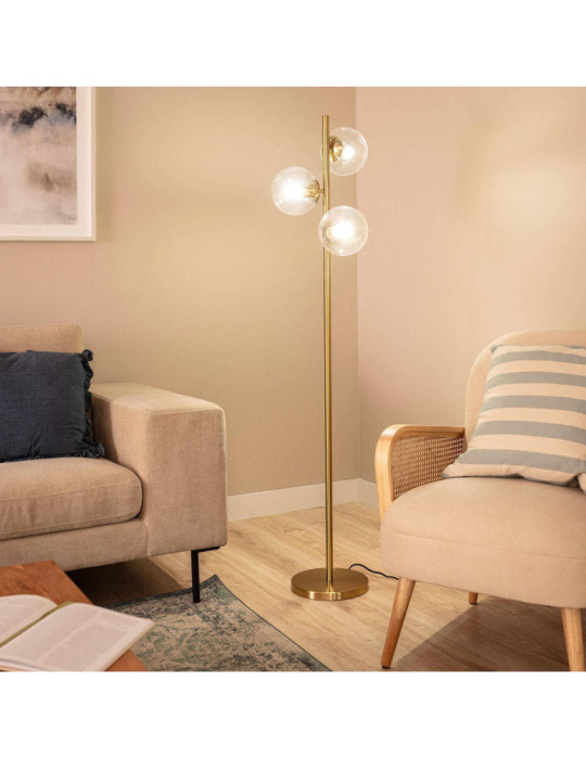 Lampadaire Métal et Verre Moonlight Clear 3 Spots