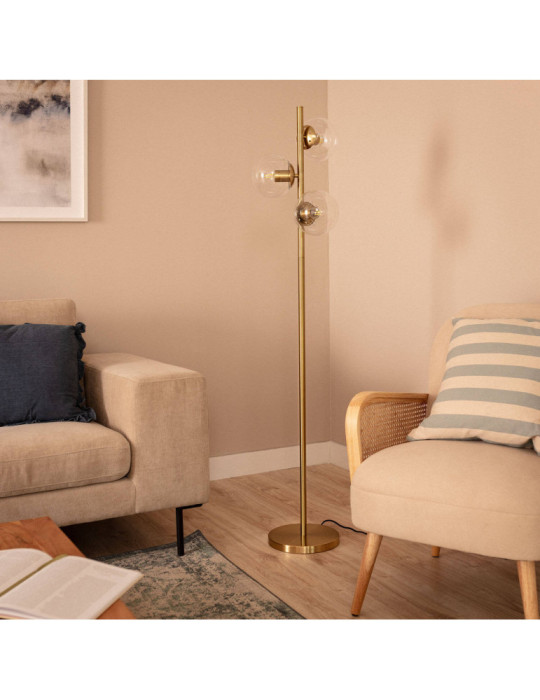 Lampadaire Métal et Verre Moonlight Clear 3 Spots