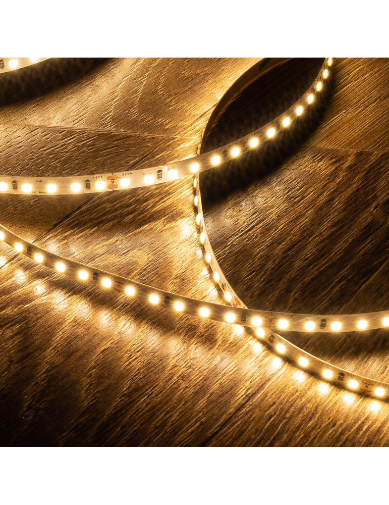 Ruban LED 24V DC SMD2835 120 LED/m 5m IP20  High Lumen 2000 lm/m Largeur 8 mm Coupe tous les 5 cm