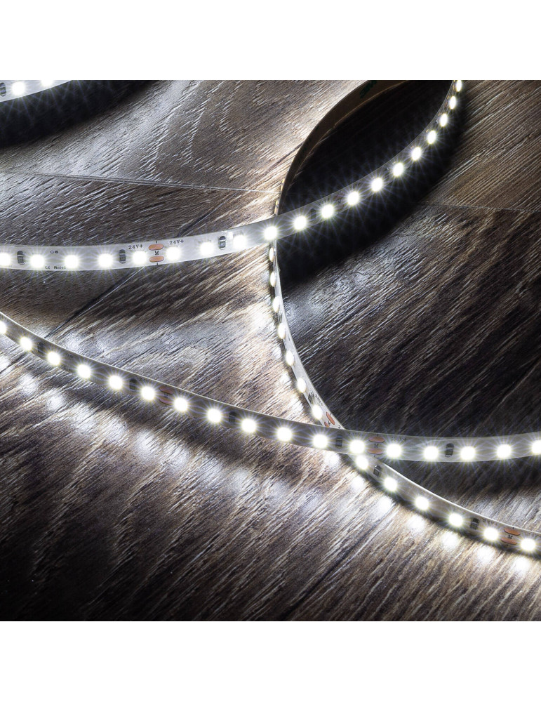 Ruban LED 24V DC SMD2835 120 LED/m 5m IP20  High Lumen 2000 lm/m Largeur 8 mm Coupe tous les 5 cm