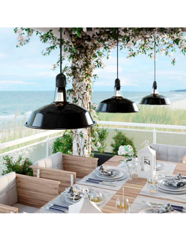 Suspension Eiva Elegant avec Abat-jour Aluminium pour Extérieur IP65 Creative-Cables PDENE50SM01PAM11VBL