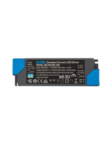 Driver BOKE 200-240V Sortie 28-42V DC 1500mA 60W No Flicker BK-PQL-060