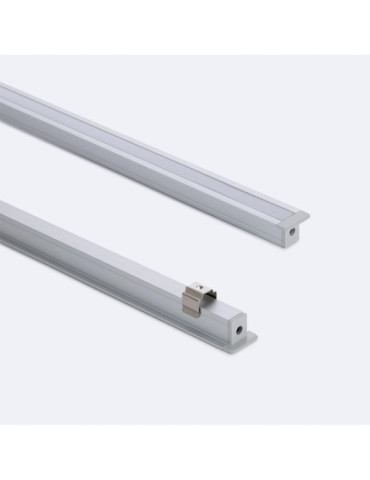 Profilé Aluminium Encastrable 2 m avec Capot Continu pour Rubans LED jusqu'à 6 mm