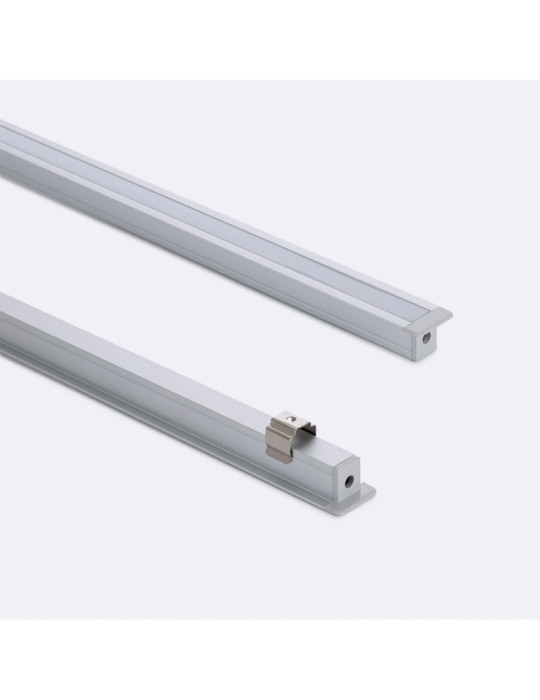 Profilé Aluminium Encastrable 2 m avec Capot Continu pour Rubans LED jusqu'à 6 mm