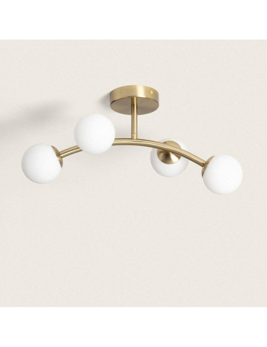 Plafonnier 4 Spots Métal et Verre Moonlight Brass Ovo