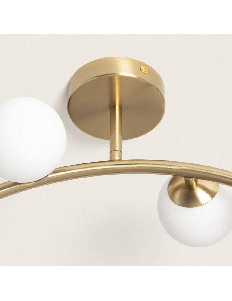 Plafonnier 4 Spots Métal et Verre Moonlight Brass Ovo