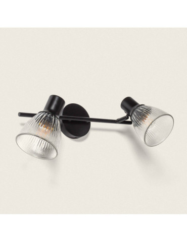 Applique Murale Métal et Verre Aron 2 Spots