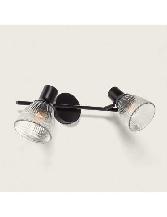 Applique Murale Métal et Verre Aron 2 Spots