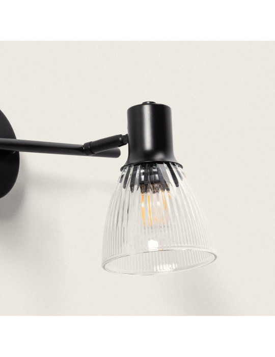 Applique Murale Métal et Verre Aron 2 Spots