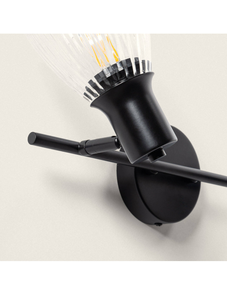 Applique Murale Métal et Verre Aron 2 Spots