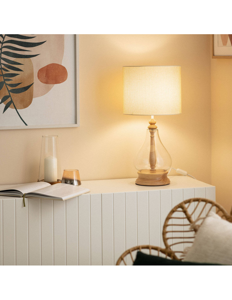 Lampe à Poser Bois et Verre Kofin