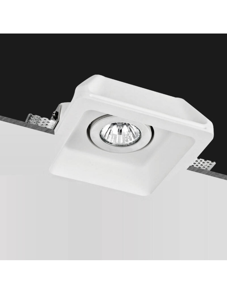 Collerette Downlight Intégration Plâtre/Pladur Carrée pour Ampoule LED GU10/GU5.3 Coupe 158x158 mm UGR17