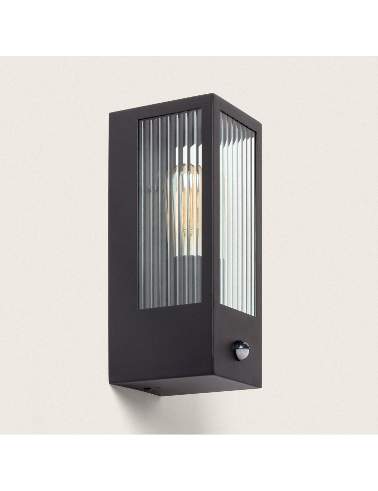 Applique Murale Extérieure Acier Inoxydable et Verre Texturé avec Détecteur de Mouvement Gakom